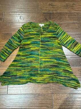 Studio JPR Space Dye Knit Tunic Top Green Multicolor